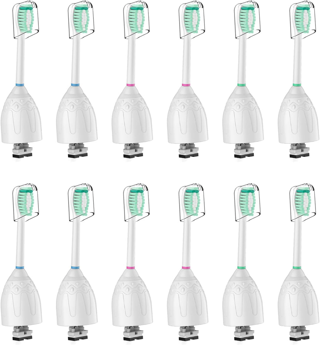 Toothbrush Heads for Philips Sonicare Replacement Brush Heads Medium Soft Dupont Bristles Electric Toothbrush Replacement Heads Fit E-Series Essence Xtreme Elite Advance and CleanCare, 12 Pack, White