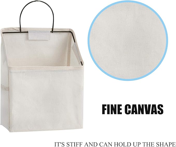 2 Pcs Wall-Hanging Storage Bags,Desktop Organizer Basket Cotton Linen Hanging Storage Basket for Kitchen,Bderoom,Living Room-Triangle