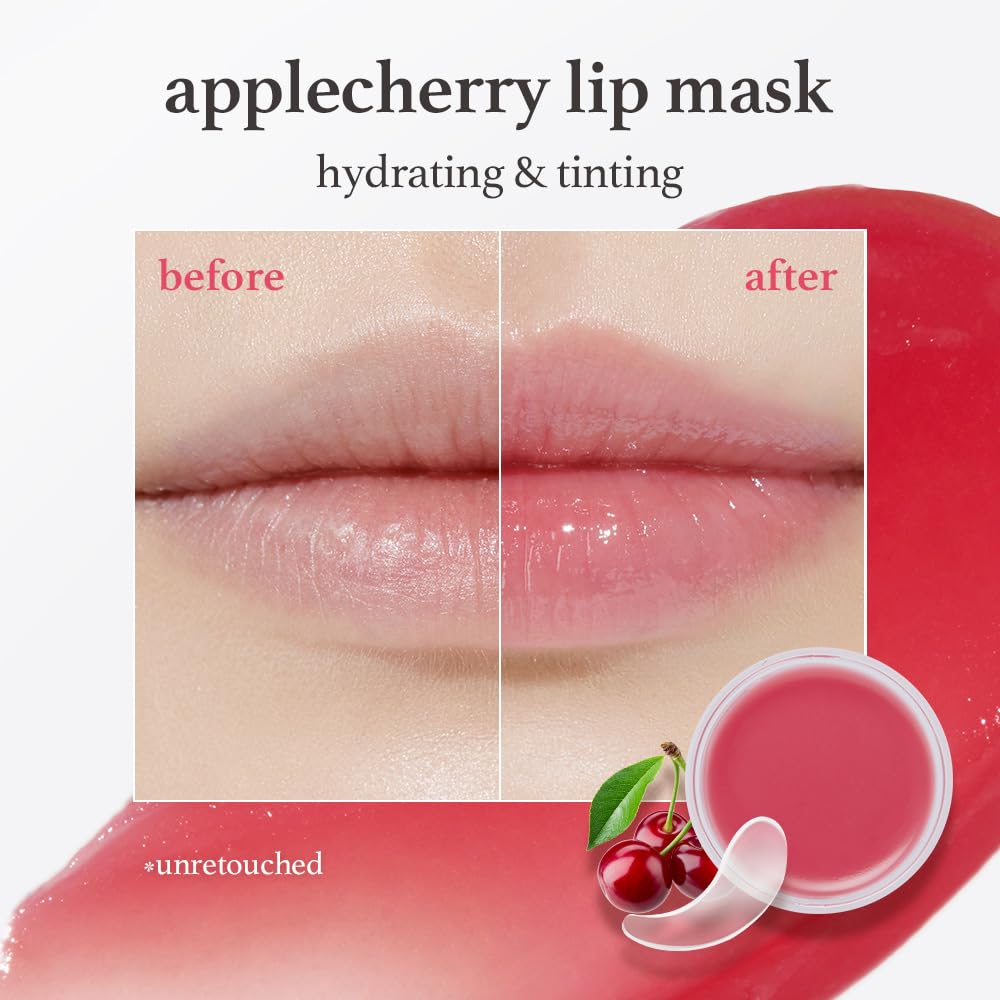 NOONI Vegan Applecherry Lip Mask Overnight – Hydrating Lip Balm & Butter with Shea Butter & Vitamins | Soothing Moisturizer, Softening Treatment for Dry Lips, 0.42 oz