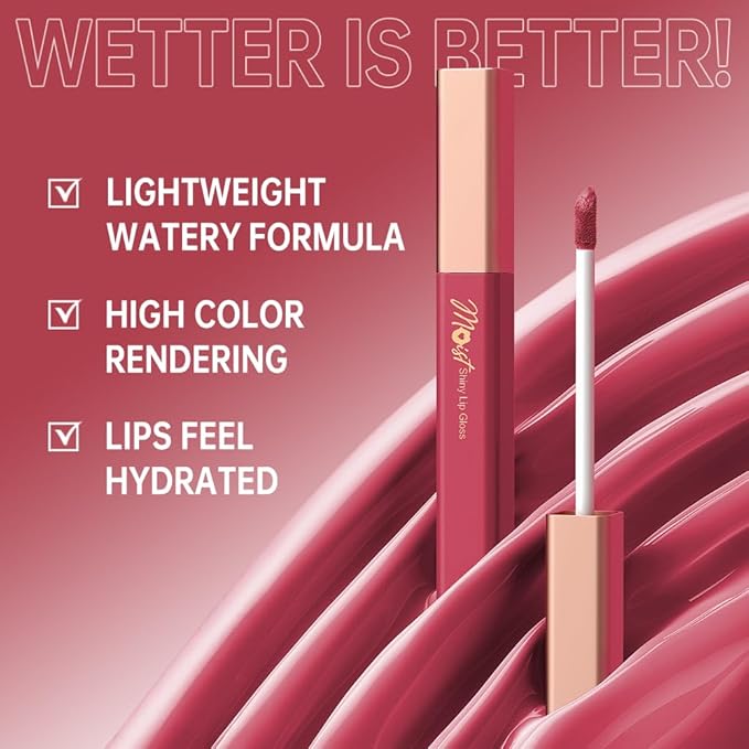 Lip Stain Hydrating High Shine – Lightweight Non-Sticky Glossy Lip Tint, Mirror Shine Moisturizing Lip Makeup for Plump & Full Lips, Long-Lasting Rich Color Lip Glaze, Soft Smooth Lip Gloss 10#