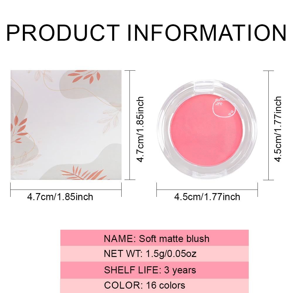 Matte Powder Blush for Cheeks – Long Lasting Natural Face Blusher Makeup, Lightweight Blendable Cheek Color for Women, Vegan & Cruelty-Free – #04 Hot Pink