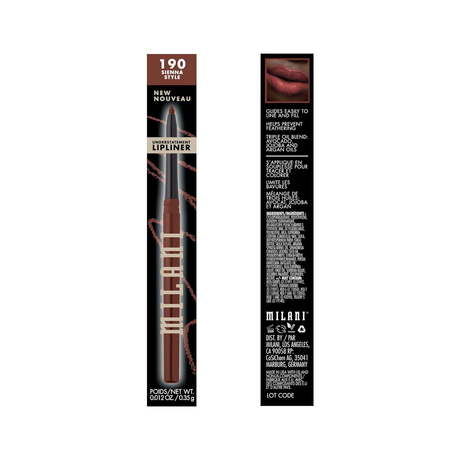 Milani Understatement Lipliner Pencil - Highly Pigmented Retractable Soft Lip Liner Pencil, Easy to Use Lip Makeup