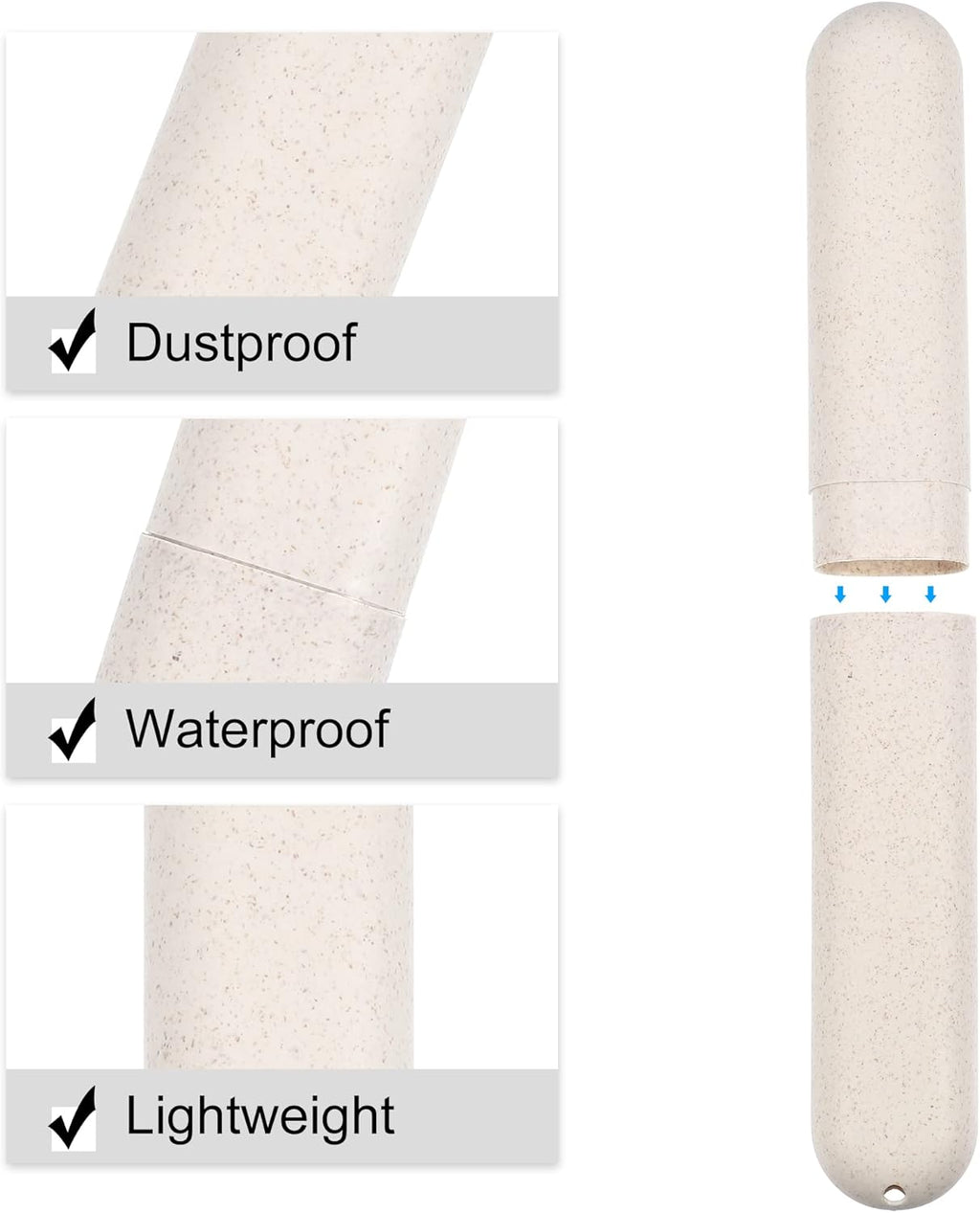 VOCOSTE 2pcs, Traveling Toothbrush Holders Case, PP Toothbrush Case for Travel Business, Green, Beige, 8.07''x1.22''x0.83''