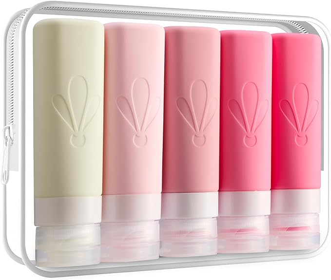 INSFIT Travel Bottles for Toiletries, TSA Approved 3oz Travel Size Containers, BPA Free Leak Proof Squeezable Silicone Tubes for Shampoo Conditioner Lotion Soap with Labels