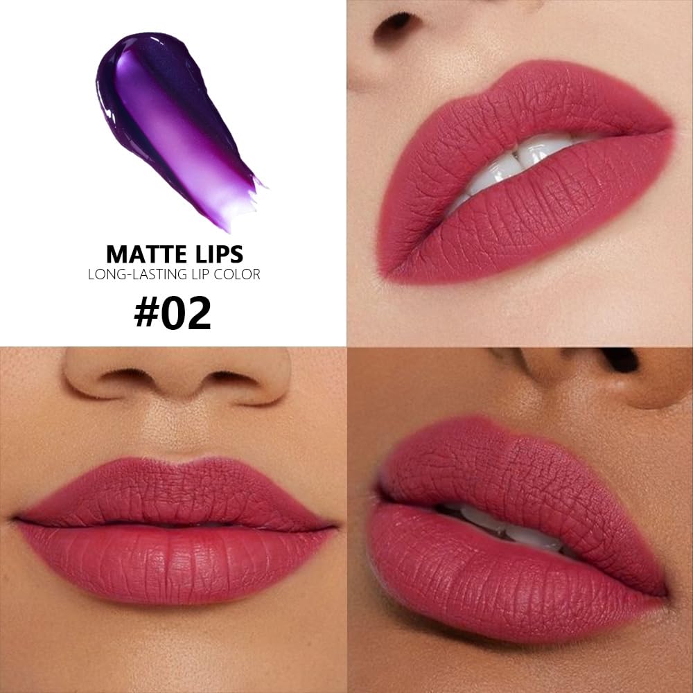 evpct Mauve Red Peel Off Lip Stain Tints with Tweezer, Matte Liquid Lipstick Lip Stain Long Lasting Waterproof for Women, Non-stick Cup Lipstick Peel Off High Pigmented Smudge-proof Easy to Apply, 02