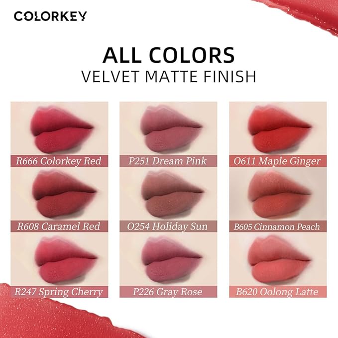 COLORKEY Airy Velvet Lip Tint, Matte Finishs, Longwear Rich Lip Colors, non-sticky, Creamy Soft Texture, Waterproof Lip Stain, Matte hydration, non-drying. Velvety finish (P251 Dream Pink, 3g)