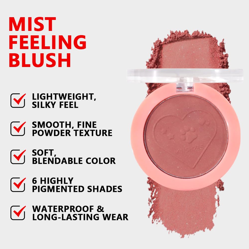 Matte Blush Powder for Cheeks, Cruelty Free Makeup – Long Lasting Natural Face Blusher Makeup, Lightweight Blendable Cheek Color Palette for Women All Skin Tones - #05 Brick Red