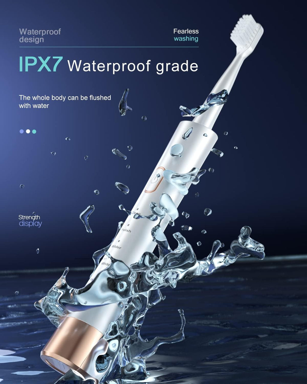 High Vibration Sonic Electric Toothbrush for Adults with 2 Minutes Smart Timer, Fast Charge Lasts Long, 5 Optional Modes, 8 Replacement Brush Heads Ultra Whitening, White