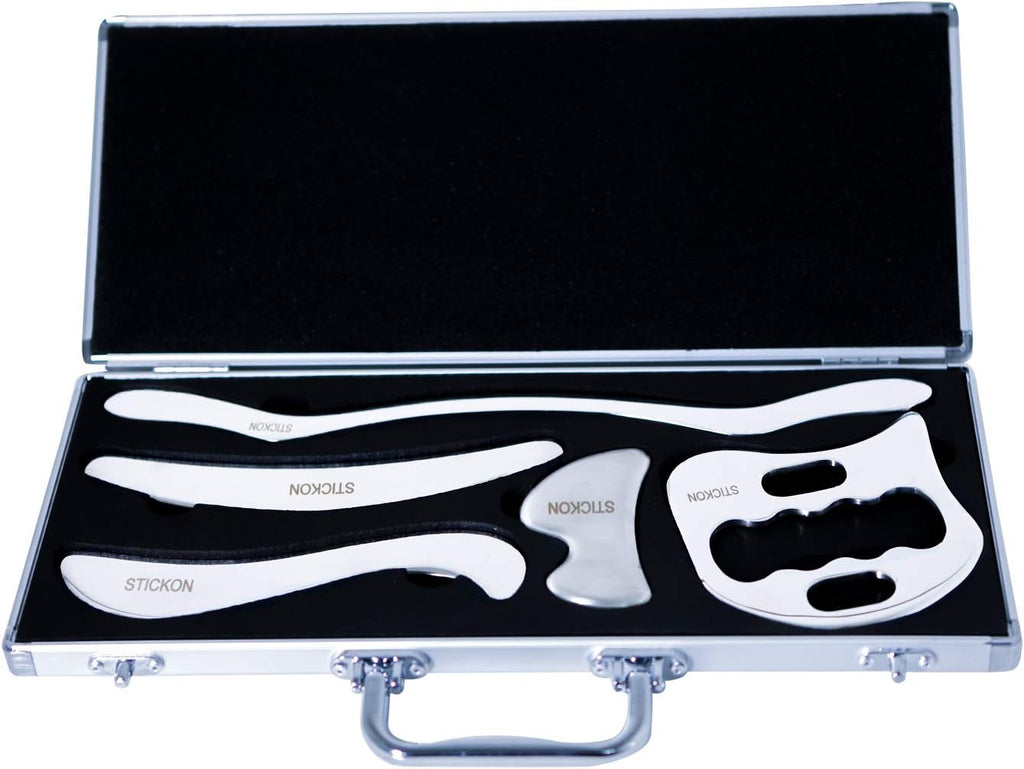 STICKON Stainless Steel Gua Sha Scraping Massage Tool Set IASTM Tools Great Soft Tissue Mobilization Tool (O Shape)