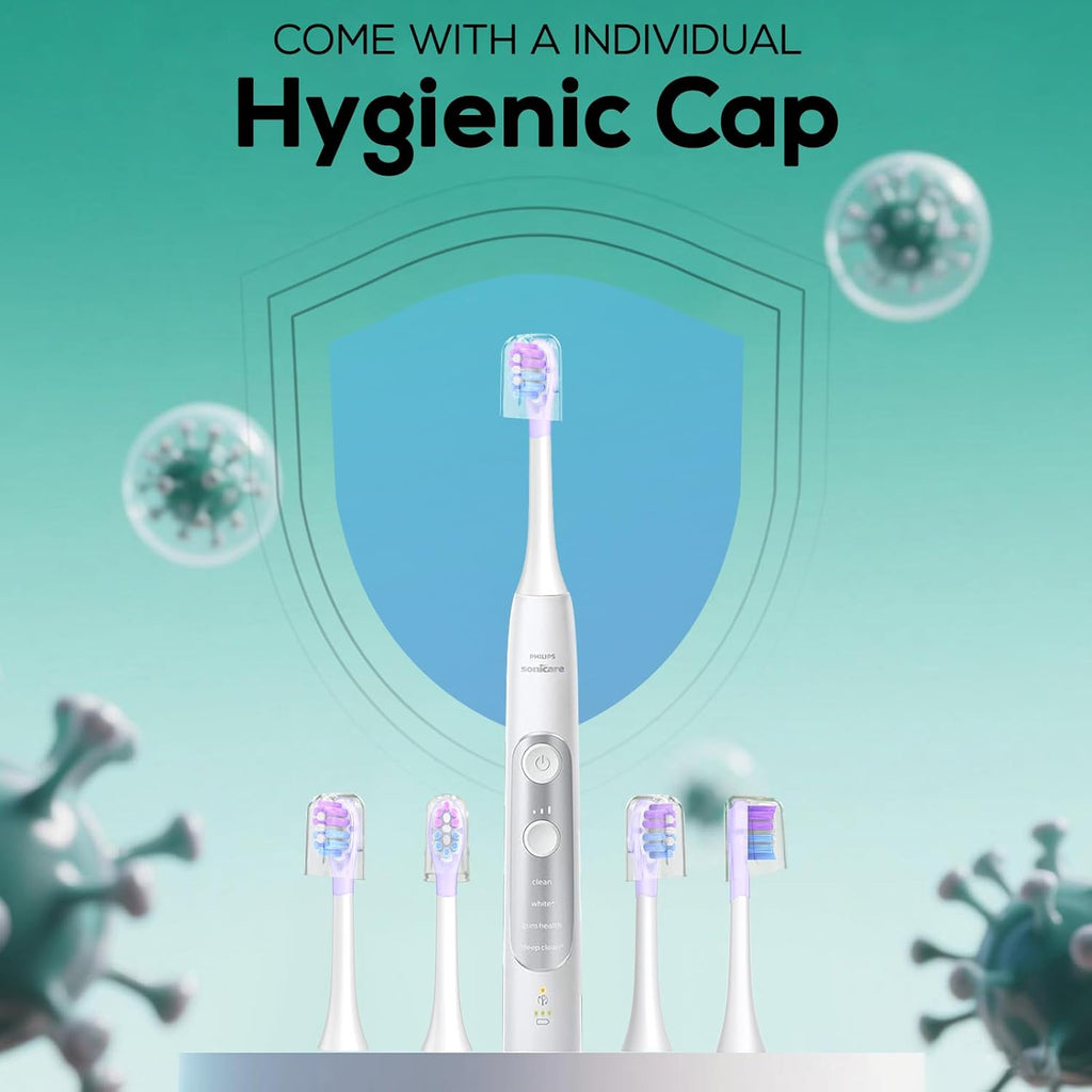 ASYH 4Pcs Replacement Toothbrush Heads Compatible with Philips Sonicare Snap-on Electric Toothbrushes, Medium Soft Brush Heads (Pruple)