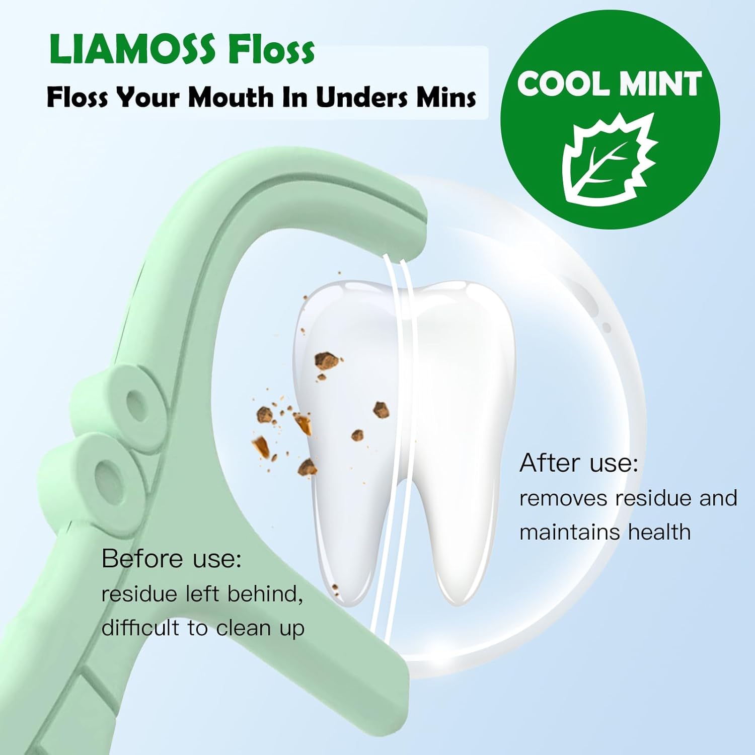 Twin-Line Dental Flossers,2 Box LIAMOSS Cool Mint Flavor Shred Resistant Dental Floss Picks Pink Handy Case,104 Count Toothpicks Sticks,Effective Interdental Cleaning,On The Go Flossing(Pink)…