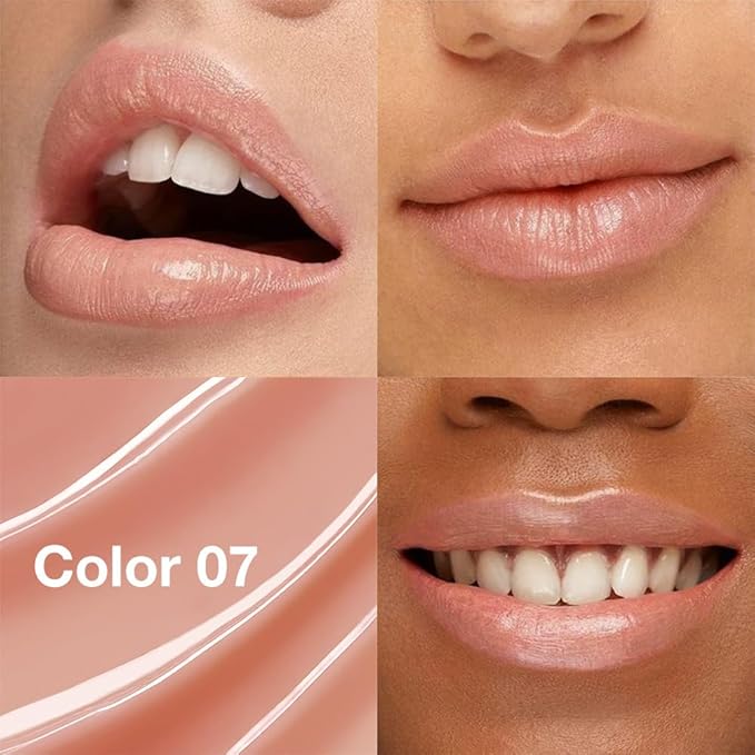 Tinted Lip Balm Moisturizing Lipstick, Nude Pink Hydrating Lipstick for Women, 24 Hour Long Lasting Moisturization Lip Gloss Stain Makeup, Lightweight Non Greasy Moisturizer Lips, 07