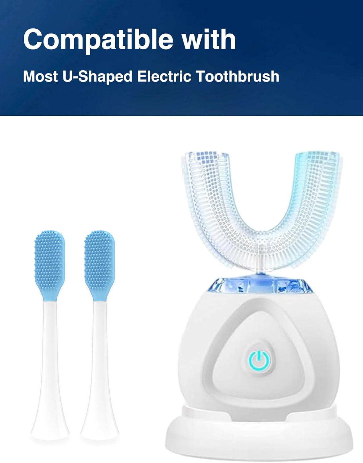 Tongue Scraper Heads for Most U-Shaped Electric Toothbrush – Gentle & Effective Tongue Cleaner, Fresh Breath, 2 Pack, Replacement Brush Heads