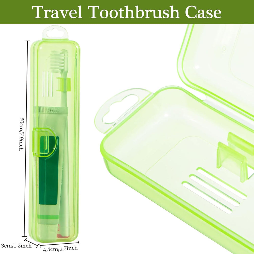 Toothbrush Case Holder 2 Pack, Clear Green Toothbrush Travel Case Travel Size Plastic Toothbrush Holder Toothpaste Storage Container Portable for Traveling, 7.87 x 1.85 x 1.18”