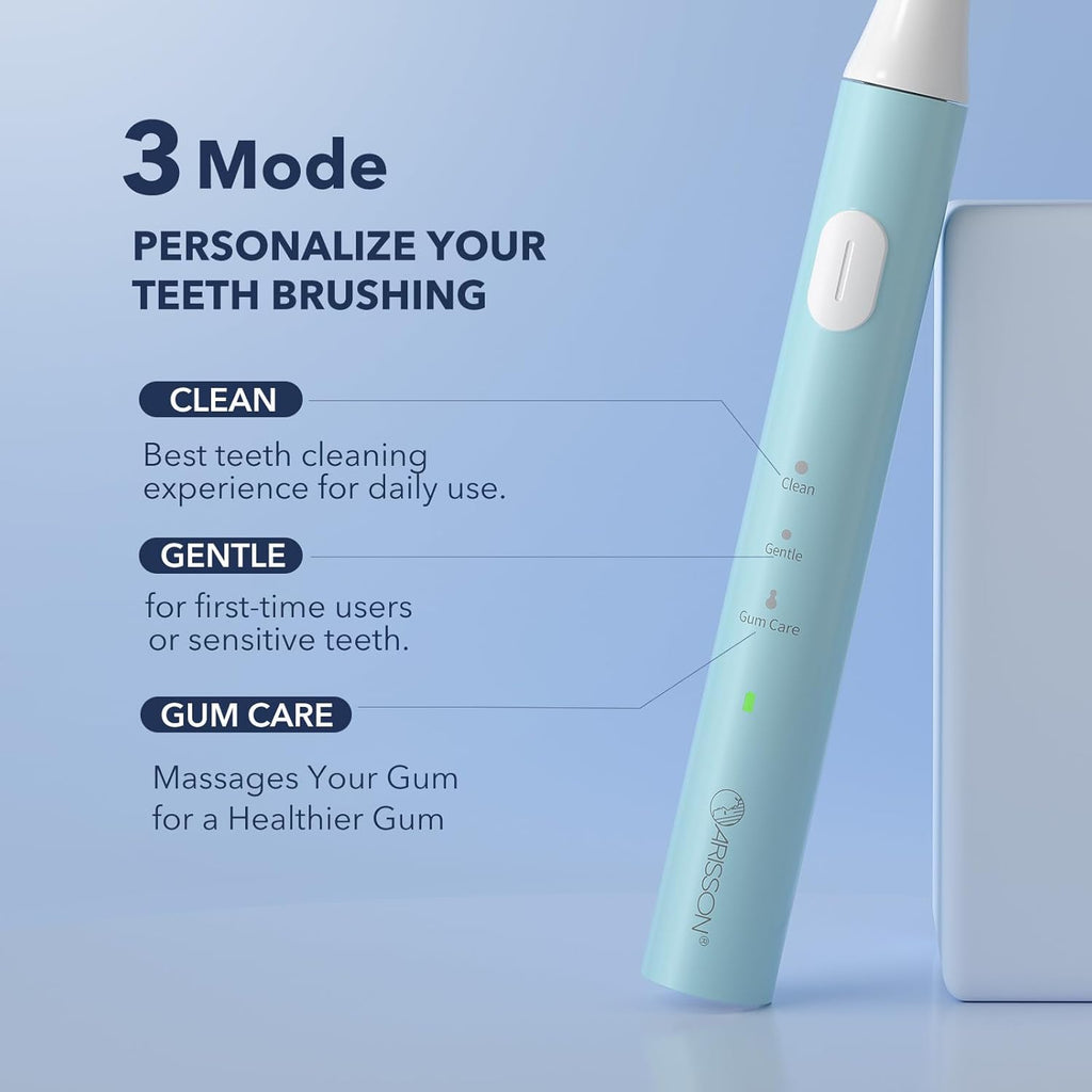 ARISSON Sonic Electric Toothbrush for Adults and Kids, 40,000 VPM Power Toothbrush, 1.5H Fast Charge Ultrasonic Electric Toothbrushes with 2 Minutes Smart Timer, White on Jet Stream