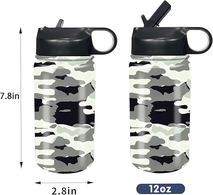 rickyh style Kids Water Bottle with Straw Lid Insulated Stainless Steel Reusable Tumbler Gifts for School, Toddlers, Girls, Boys 14oz