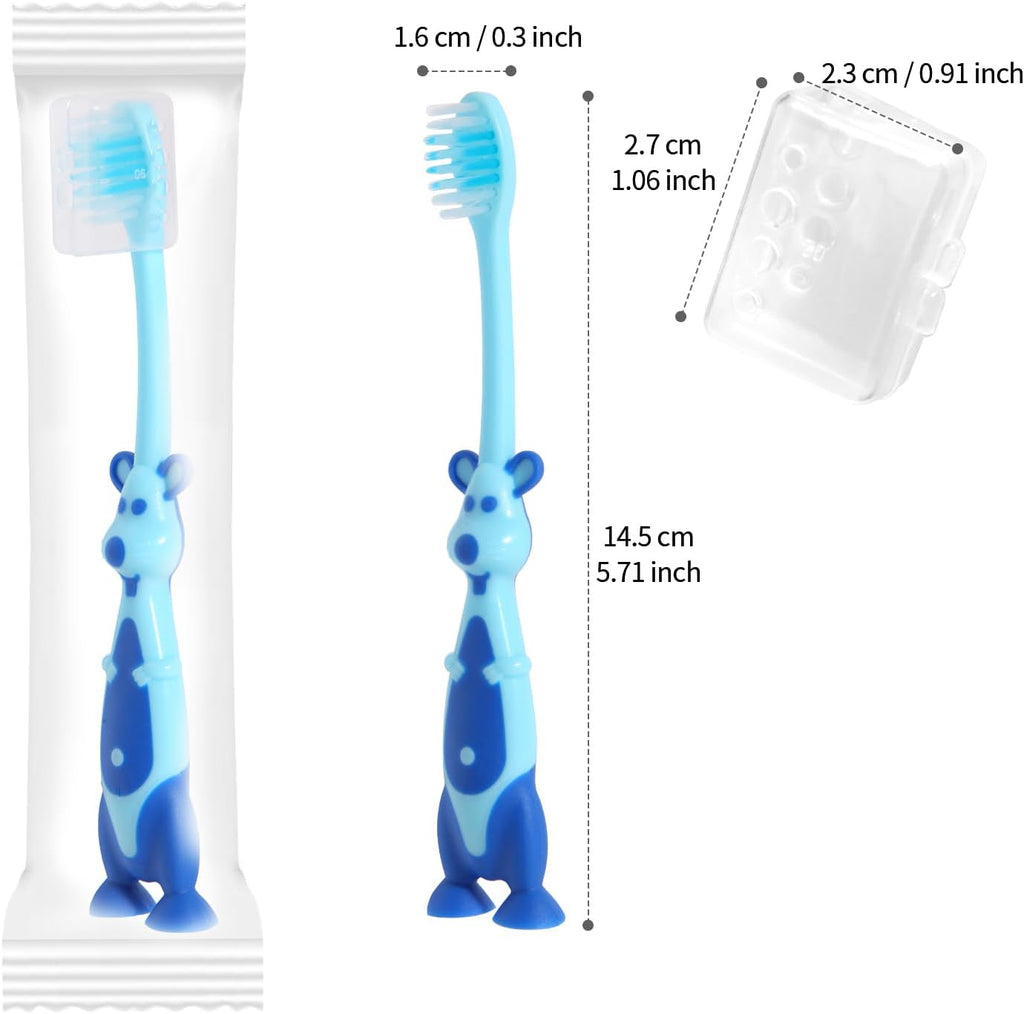 100 Pack Kids Toothbrush Bulk Soft Bristles Toddler Cute Toothbrush with Suction Cup, Includes Travel Covers, Individually Wrapped Toothbrushes for Kid Home School Daycare Camp (Kangaroo)