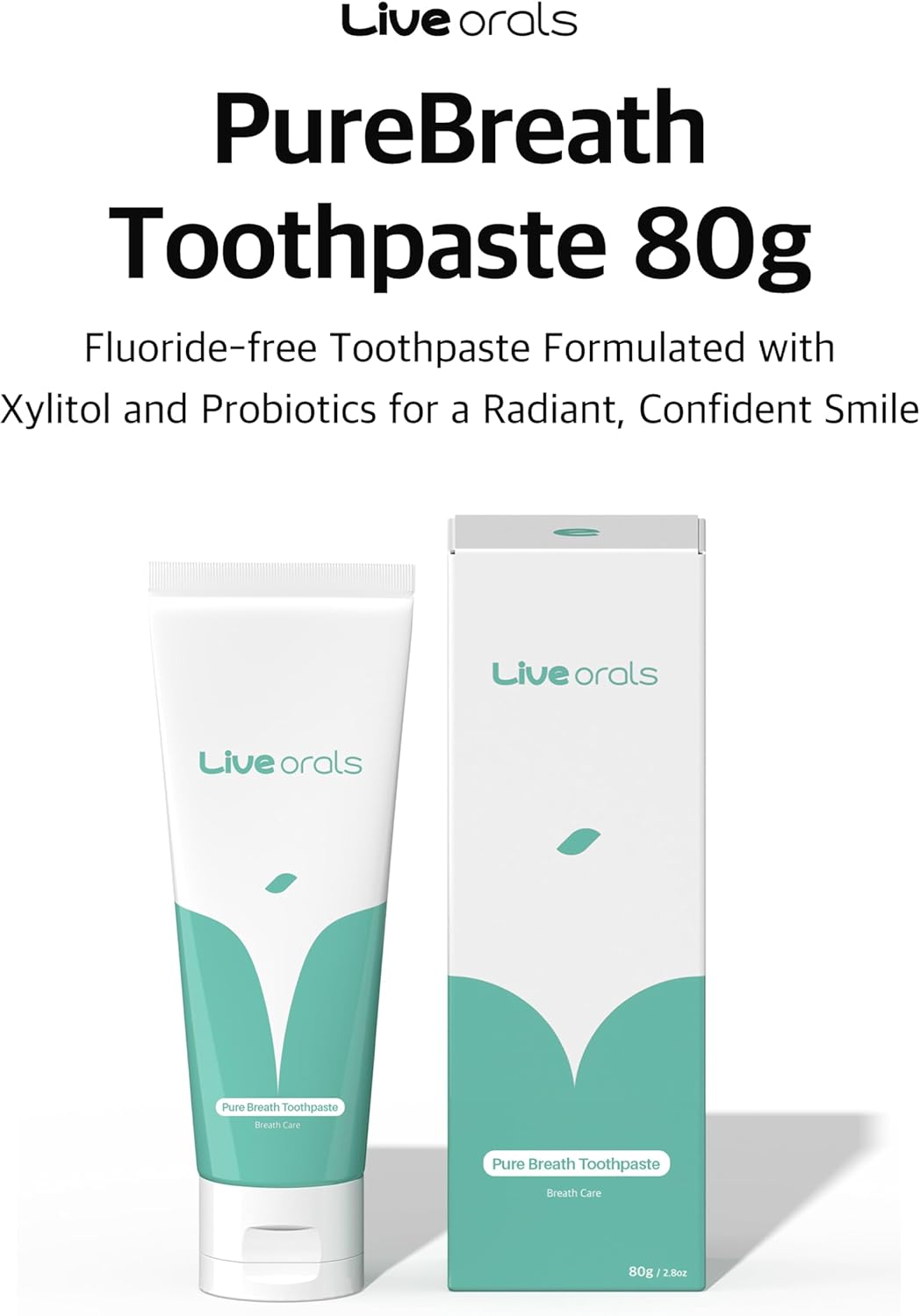 Live Orals PureBreath Toothpaste 80g (Pack of 5)- Fluoride-Free, Odor Neutralizing, Enamel Strengthening, Gentle Cleaning, Mint Fresh, Naturally Derived Ingredients, Sensitive Teeth Friendly