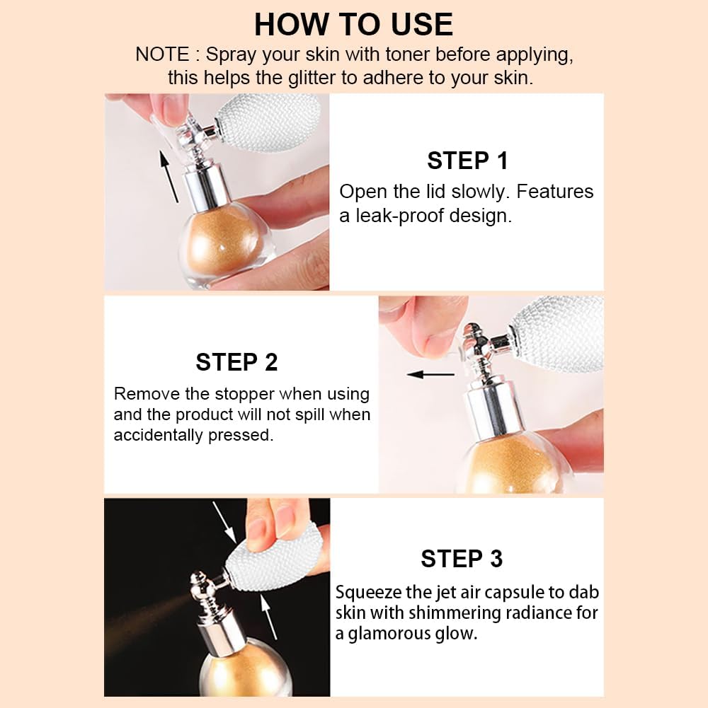 Pink Glitter Spray for Face and Body, Rich Color Loose Shimmer Powder Long Lasting Sparkly Spray High Gloss Makeup for Women Rave Festival Prom Stage Wedding Party, #6