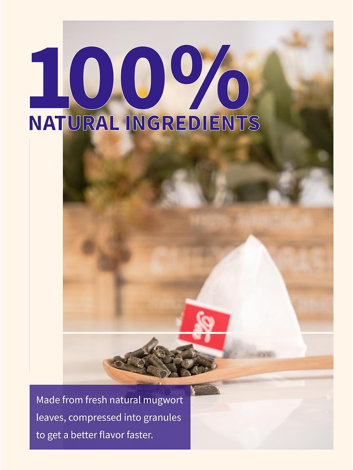 TeeLux Mugwort Tea Bags - Natural Dried Mugwort Herb Tea, Caffeine Free, 40 Tea Bags