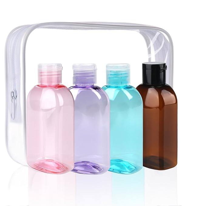 Cosywell Travel Size Containers Travel Shampoo Bottles 4pcs 3.4oz TSA Approved Travel Containers for Toiletries Leak Proof Refillable Lotion Containers with Flip Cap Small Plastic Squeeze Bottles