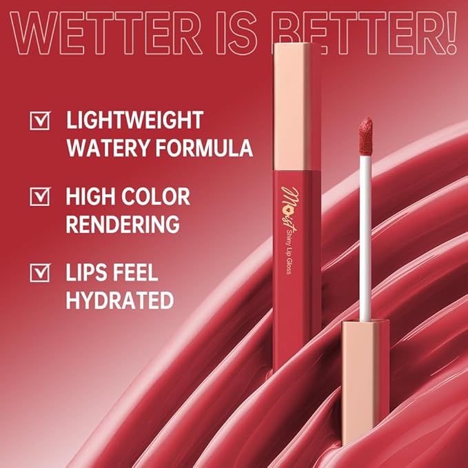 Lip Stain Hydrating High Shine – Lightweight Non-Sticky Glossy Lip Tint, Mirror Shine Moisturizing Lip Makeup for Plump & Full Lips, Long-Lasting Rich Color Lip Glaze, Soft Smooth Lip Gloss 11#