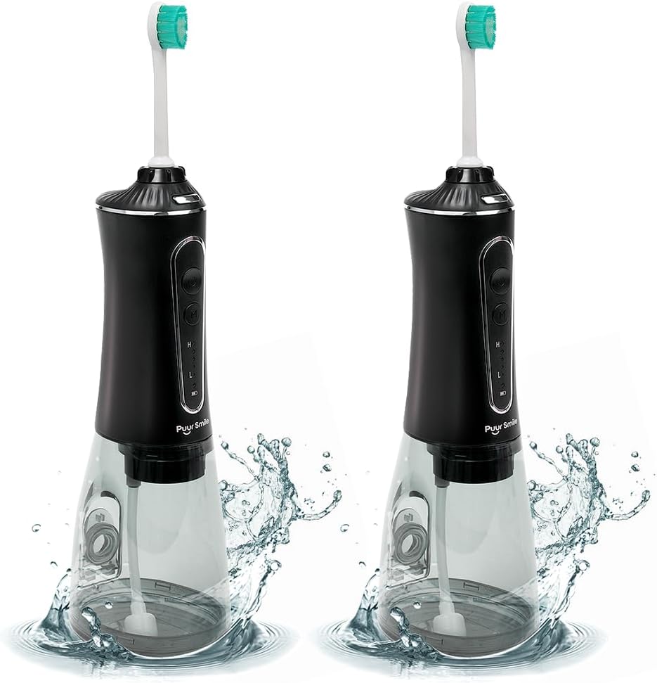 Professional Water Flosser - Advanced Dental Care for a Healthier Mouth, Gum, and Teeth - IPX7 Waterproof Oral Irrigator | 7 Replacement Tips, Travel-Friendly, Rechargeable - Oral Hygiene (2 Pack)