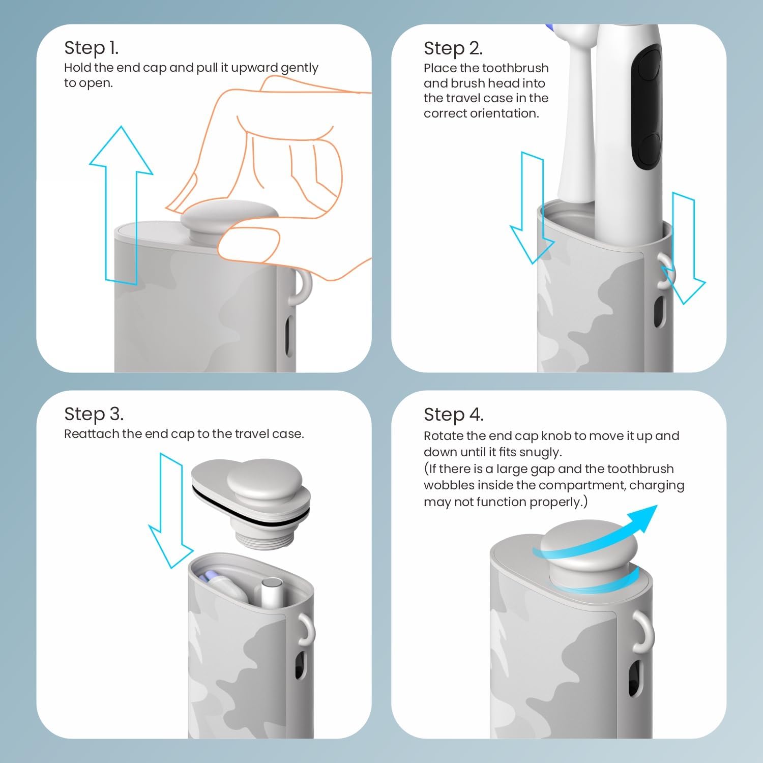 CoolSmile Charging Travel Case Compatible with Oral B Electric Toothbrushes, Fits Oral-B pro 2/ pro 3, pro 600/700/ 1000/1500/ 2000/3000/ 3500/5000/ 7000/ io2/ io3/ io4/ io5/ io6, Blue