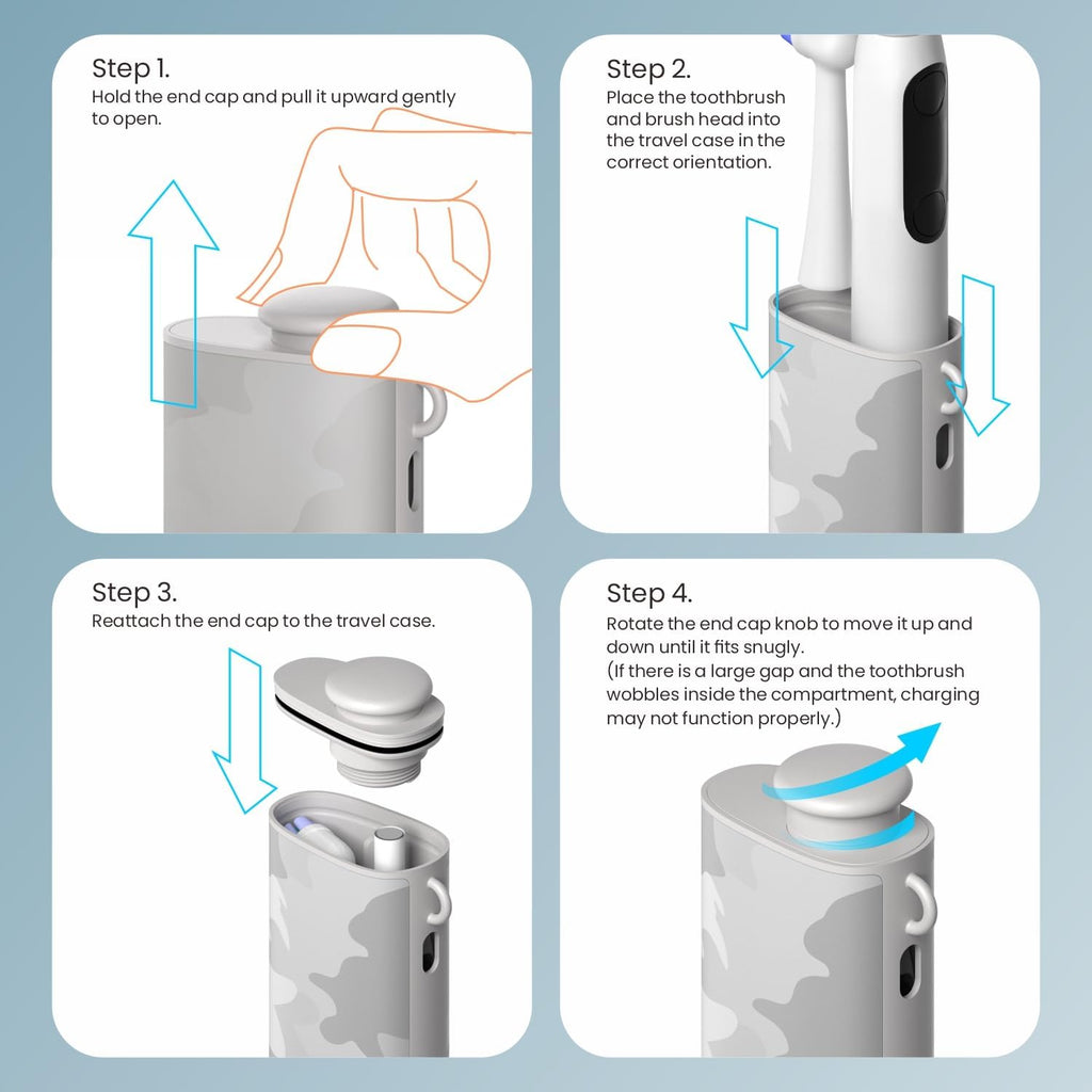 CoolSmile Charging Travel Case Compatible with Oral B Electric Toothbrushes, Fits Oral-B pro 2/ pro 3, pro 600/700/ 1000/1500/ 2000/3000/ 3500/5000/ 7000/ io2/ io3/ io4/ io5/ io6, Grey