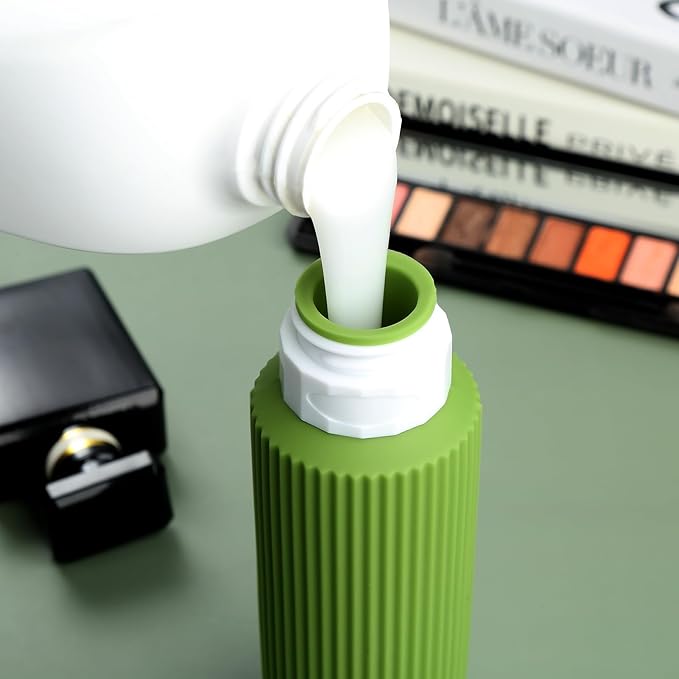 Travel Bottles for Toiletries, Large 6oz Travel Size Containers, BPA Free Leak Proof Tubs Refillable Liquid Accessories with Toiletry Bag for Cometic Shampoo and Lotion Soap (4 Pack)