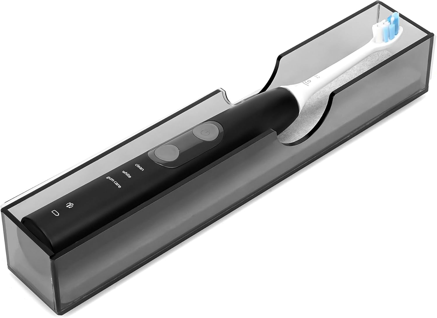 Acrylic Electric Toothbrush Holder with Diatomite Drying Stone, Bathroom Drawer Organizer with Drainage Hole for Tooth Brush, Compatible with Philips, Oral-B (Grey)