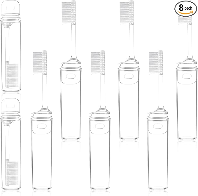 8 Pieces Travel Toothbrush Set, Mini Soft Portable Toothbrushes, Folding Traveling Tooth Brush with Case, Small Individually Wrapped Toothbrushes for Home Camping Hiking