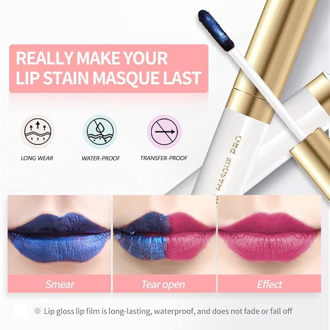 Lip Stain Peel Off – Wipe-Off Lip Stain Tattoo | Long Lasting Waterproof Lip Tint, High-Pigment Matte Lip Color, Smudge & Transfer Proof Lip Stains Masque, Kiss-Proof All-Day Lip Makeup 08#