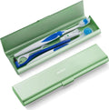 Wider Aluminum Toothbrush Travel Case, Portable Travel Toothbrush Holder, Durable Manual Toothbrush Box Container for Traveling, Bathroom, Camping, Business Trip-Not for 0.85oz Toothpaste, Green