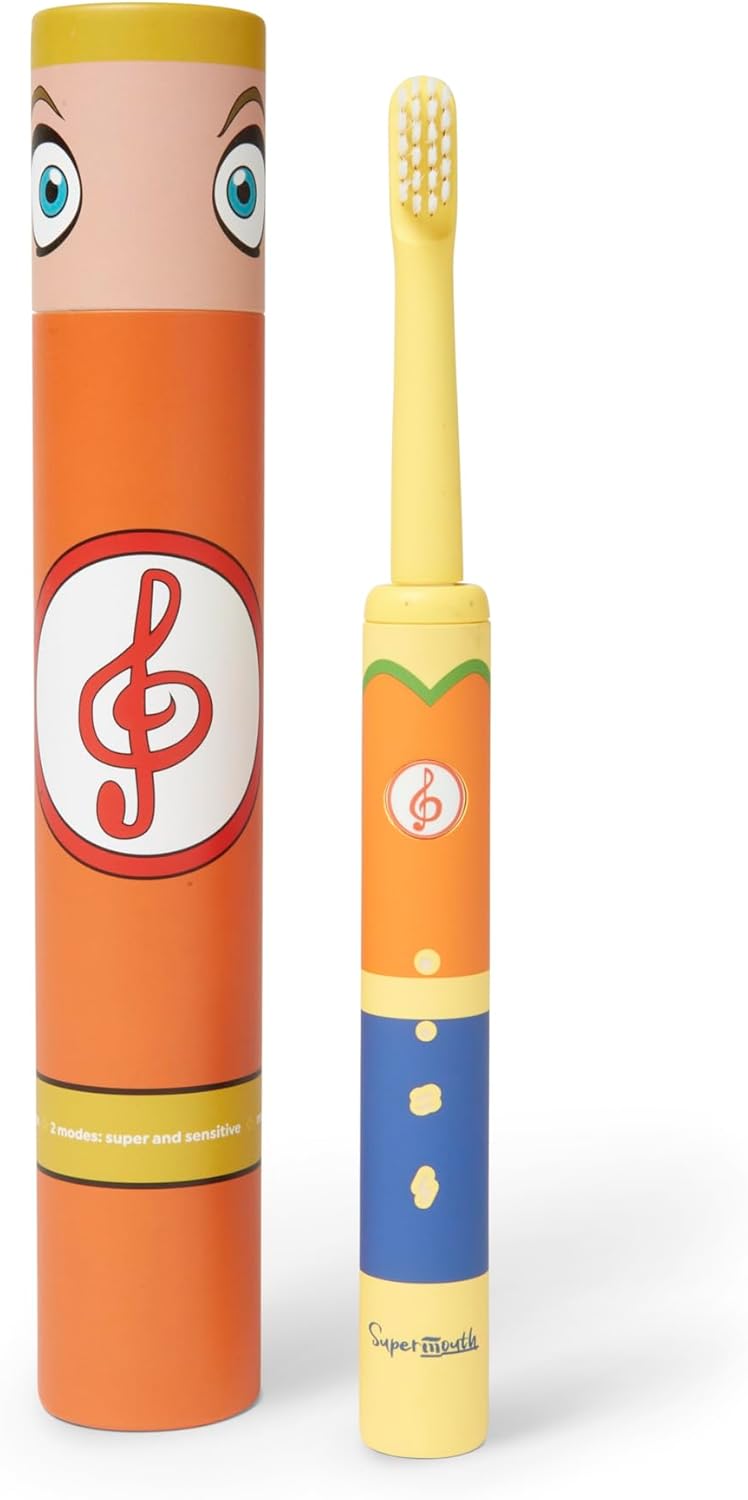 SuperMouth Smile Sidekick Sonic Toothbrush for Kids – Rechargeable, 3 Brushing Modes, Ultra-Soft Bristles, 2-Min Timer, Replaceable Brush Head – Includes Augmented Reality Sticker to Teach Brushing
