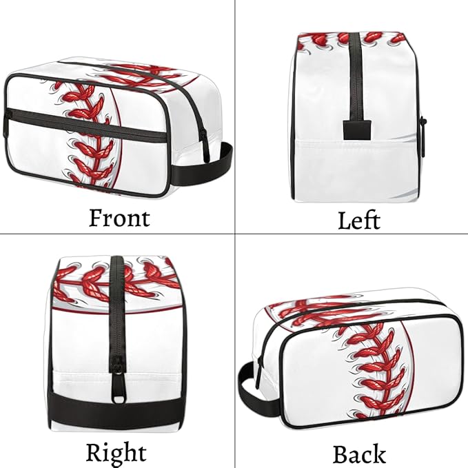 Baseball Sports Red Boys Travel Toiletry Bag Waterproof Wash Bag Shower Shaving Bag Cosmetic Organizer Makeup Bag Portable Toiletries Accessories for Women Men Baseball Sports