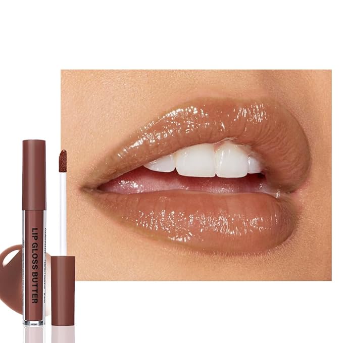 Browm Honey Butter Lip Stain Tinted Lip Gloss, Shine Moisturizing Plumper Liquid Lipstick for Women,Natural Nourishing Hydrating Lip Balm for Dry Lips,Lightweight Lip Liner Care Makeup,Vegan #4