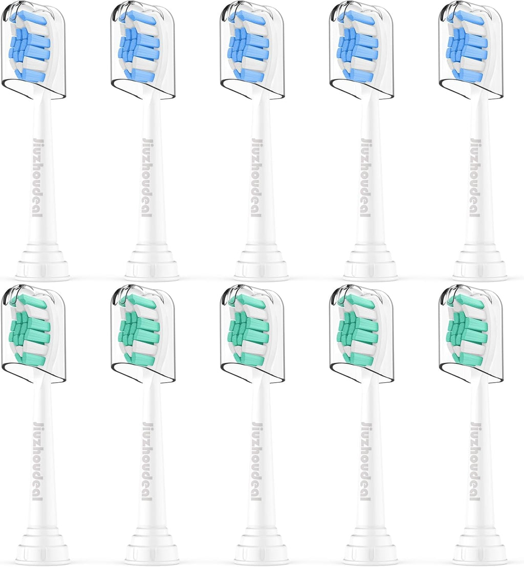 Replacement Toothbrush Heads Compatible with Philips Sonicare, Brush Heads for Sonicare C2 Plaque Control Protective Clean 4100 5100 6100 Electric Toothbrush White&Blue, 10-Pack