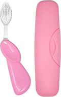 RADIUS Toothbrush Big Brush with Replaceable Brush Head BPA Free ADA Accepted - Right Hand - Pastel Pink Brush with Pastel Pink Case