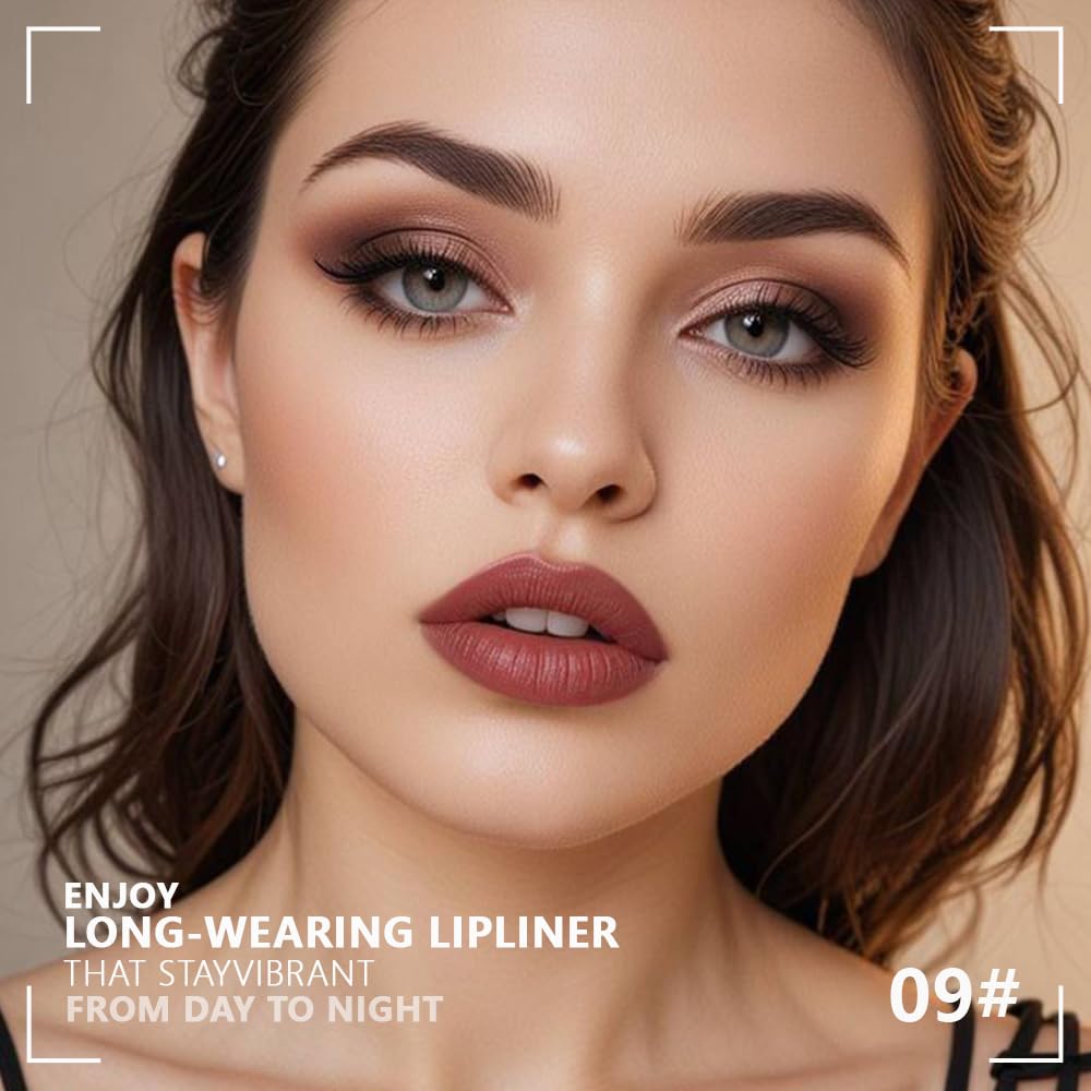 Matte Calligraphy Liquid Lip Liner Lipstick Pencil, Deep Red Long-Lasting Transfer-Proof Lip Stain, Lightweight Lipstick, Sheer Buildable Color, Fades to a Natural Wash of Colors