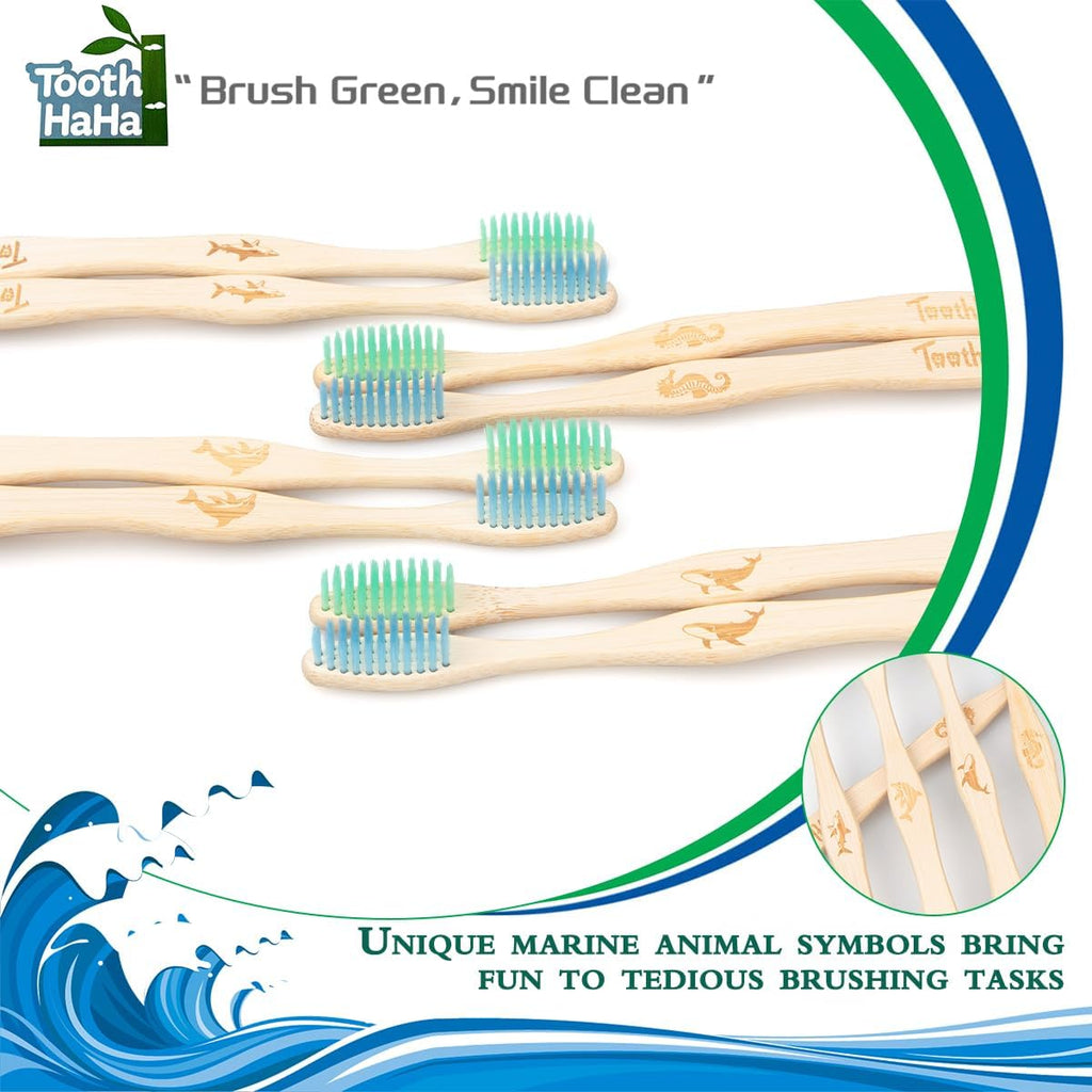Bamboo Toothbrush Individually Sealed 8 Count, BPA-Free Soft Bristles Toothbrushes for Adults, Eco-Friendly, Natural Wooden Toothbrush