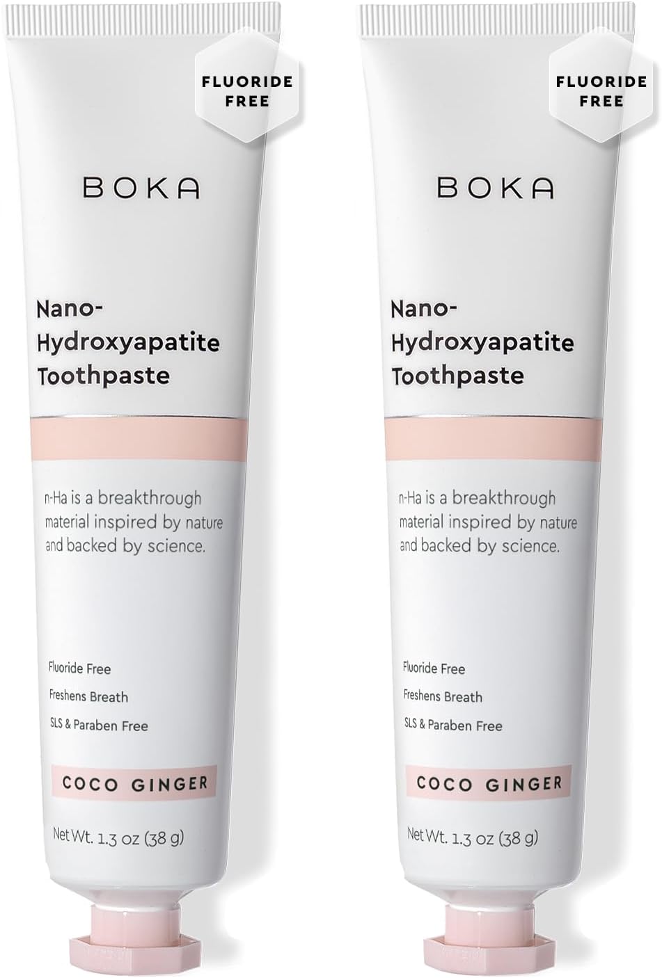 Boka Fluoride Free Toothpaste, Nano Hydroxyapatite Toothpaste, Appropriate for Sensitive Teeth - for Adult, Kids Oral Care - Coco Ginger Flavor, 1.3 Fl Oz 2Pk US Manufactured