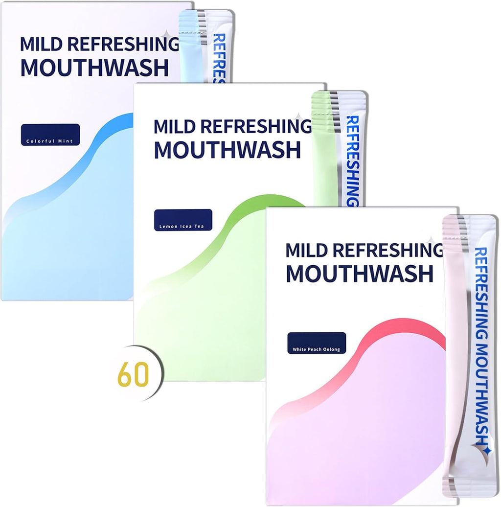 Travel Size Mouthwash,Mini Mouthwash Travel Size Bulk Portable Mouth Wash Set,Individual Small Travel Mouth Wash Packets for Fresh Breath(Pack of 60) A35
