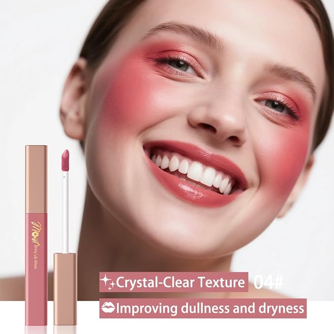 Lip Stain Hydrating High Shine – Lightweight Non-Sticky Glossy Lip Tint, Mirror Shine Moisturizing Lip Makeup for Plump & Full Lips, Long-Lasting Rich Color Lip Glaze, Soft Smooth Lip Gloss 04#