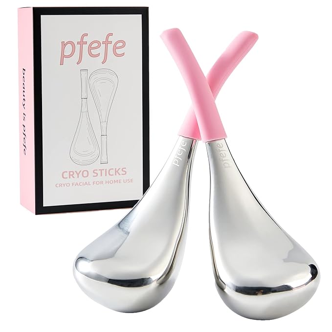 pfefe Cryo Sticks Facial Skin Care Ice Globes for Women Face Eyes, Stainless Steel Face Beauty Tools for Girls Ladies, Esthetician Supplies Cooling Spa Globes with Storage Case