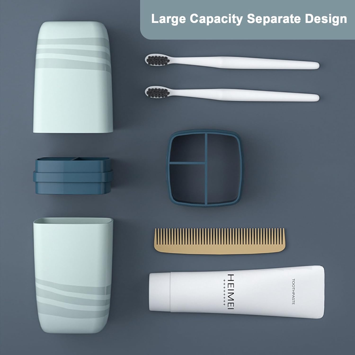 2PCS Blue Toothbrush Travel Case，Portable Multifunctional Toothbrush Holder，Travel Toothbrush Holder with Cover for Trip/Bathroom/Camping