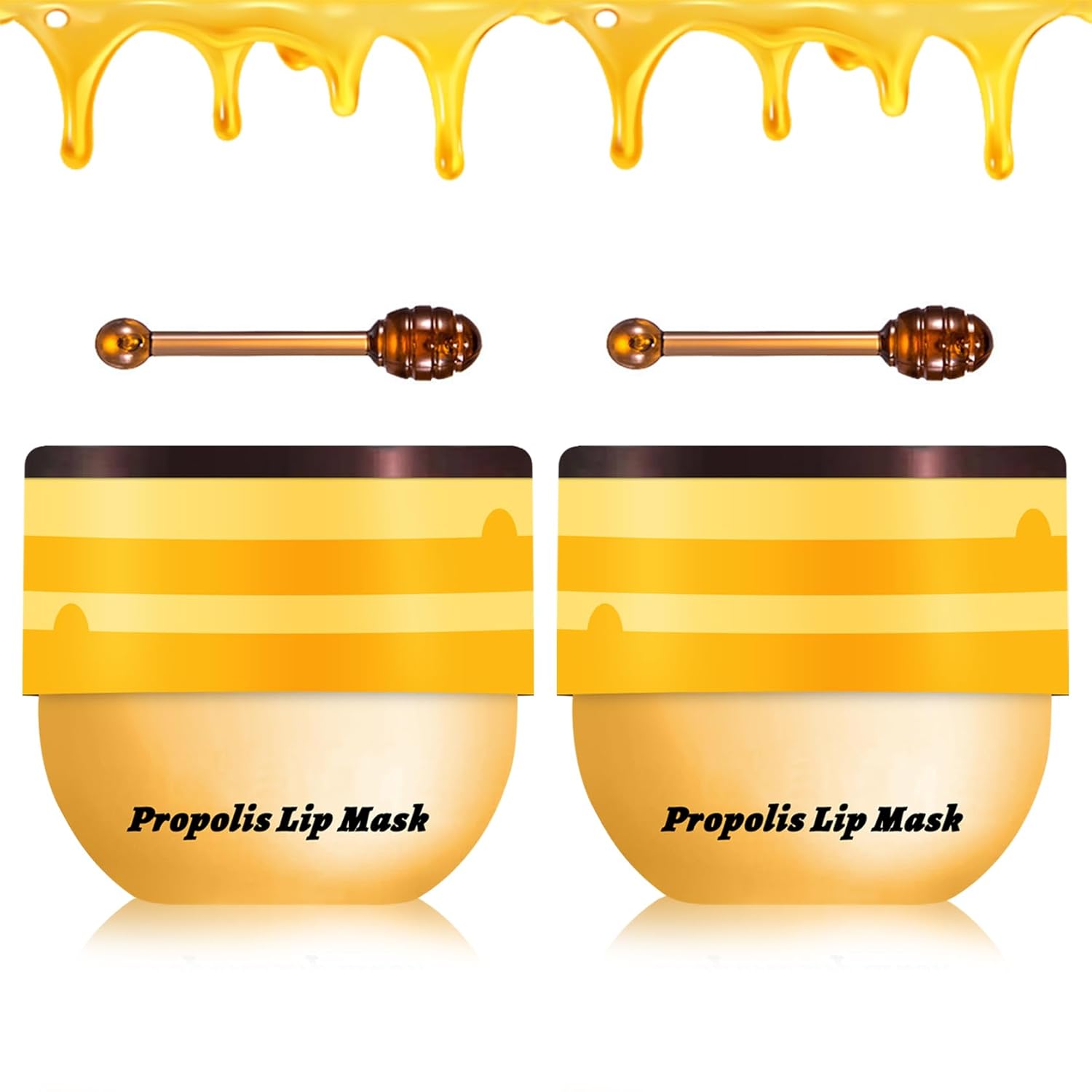 2PCS Bee Lip Balm Honey Pot Honey Lip Balm Sleeping Lip Mask Silky Hydrating Bee Lip Balm Lip Mask Overnight Lip Care Products