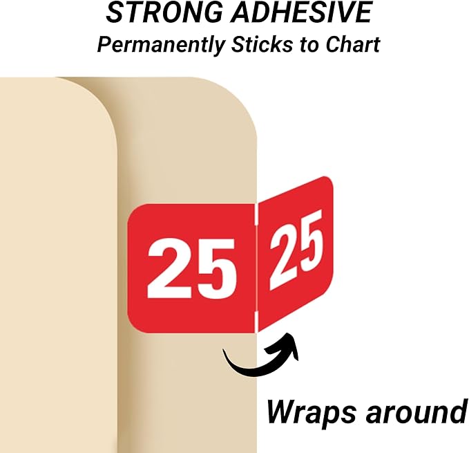 2025 Year Labels, Doctor Stuff 2025 Chart Stickers, Red Color Coded, Medical Arts Press Style, USA Made Year Labels for End Tab File Folders, 500/Roll, 1 Roll, 3/4" x 1-1/2"