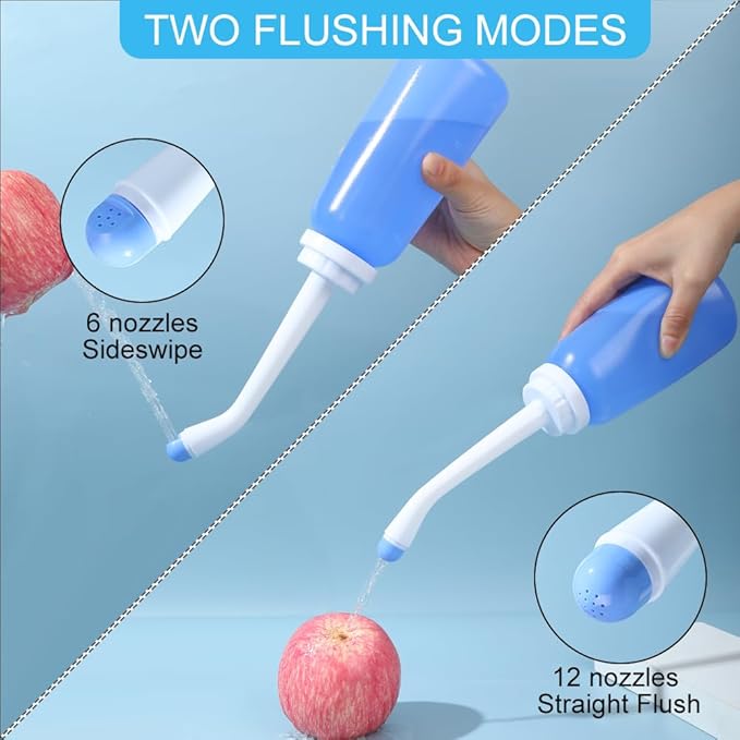 Handheld Personal Bidet Bottle, Bottle for Gentle Postpartum Care and Cleansing, Feminine Care， Personal Perineum Cleansing, 350Ml Portable Travel Bidet（Blue）, Resistant to 100ºC, Bonus Bag