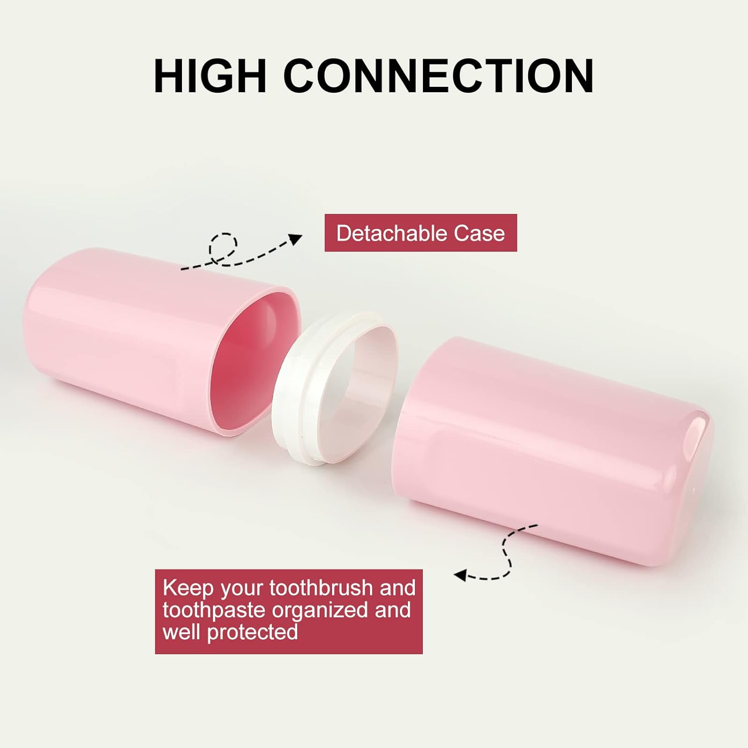 Surblue Travel Toothbrush Case Detachable Toothbrush Holder with Cover Portable Toothbrush Container for Vacation Camping Dorm Bathroom,Pink